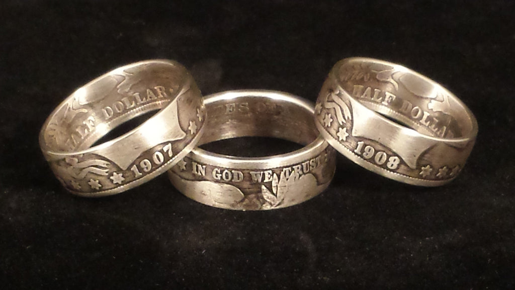 Barber Silver Half Dollar Coin Rings